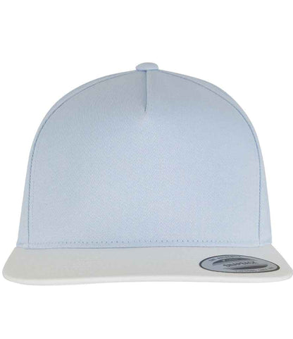 Flexfit Classic 5 Panel Snapback Cap in Light Blue/White