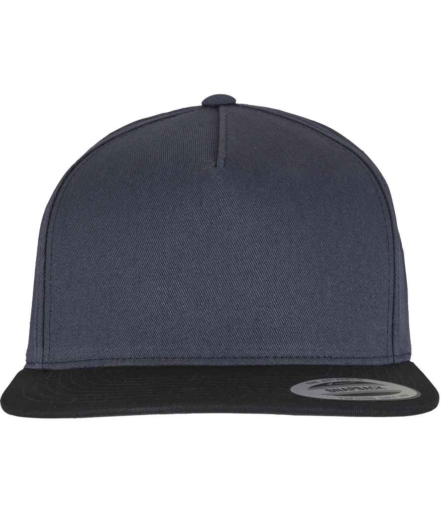Flexfit Classic 5 Panel Snapback Cap in Navy/Black