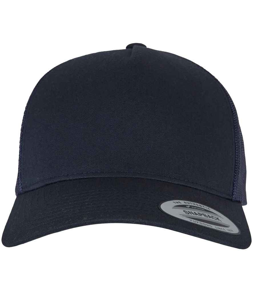 Flexfit 5 Panel Retro Trucker Cap in Dark Navy/Navy