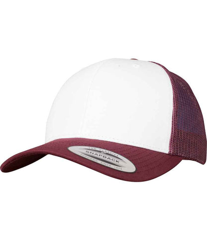 Flexfit Retro Coloured Front Trucker Cap in Maroon/White