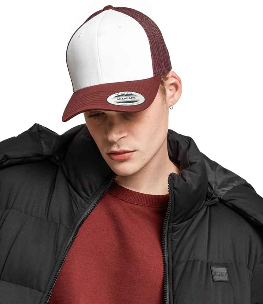 Flexfit / Yupoong Flexfit Retro Coloured Front Trucker Cap Maroon/White