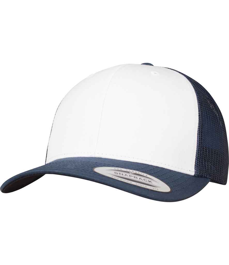 Flexfit Retro Coloured Front Trucker Cap in Navy/White