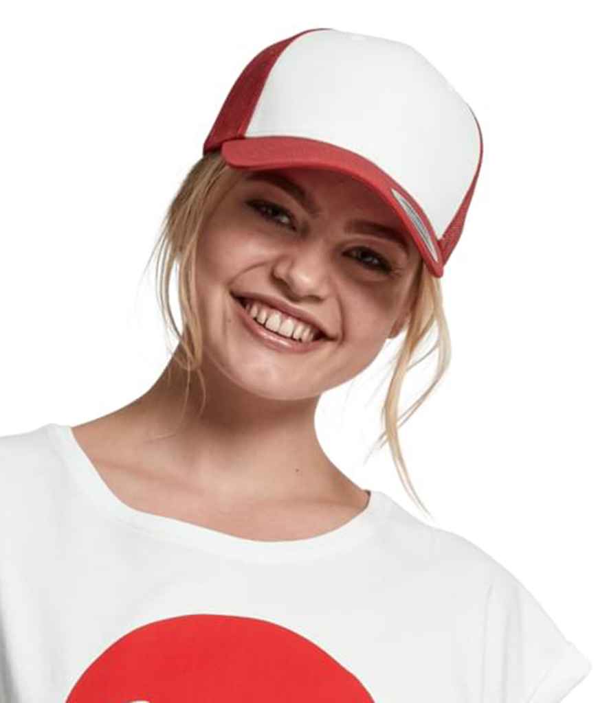 Flexfit / Yupoong Flexfit Retro Coloured Front Trucker Cap Red/White