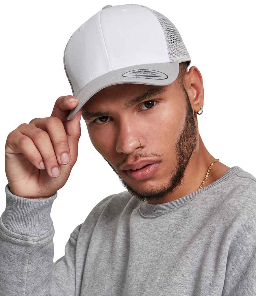 Flexfit / Yupoong Flexfit Retro Coloured Front Trucker Cap Silver/White
