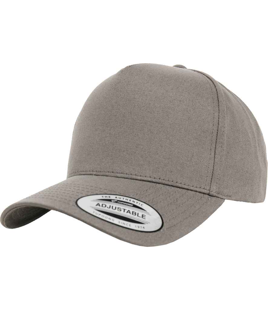 Flexfit 5 Panel Curved Classic Snapback Cap in Grey