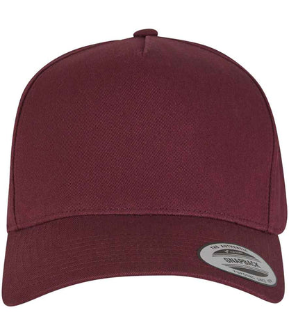 Flexfit 5 Panel Curved Classic Snapback Cap in Maroon