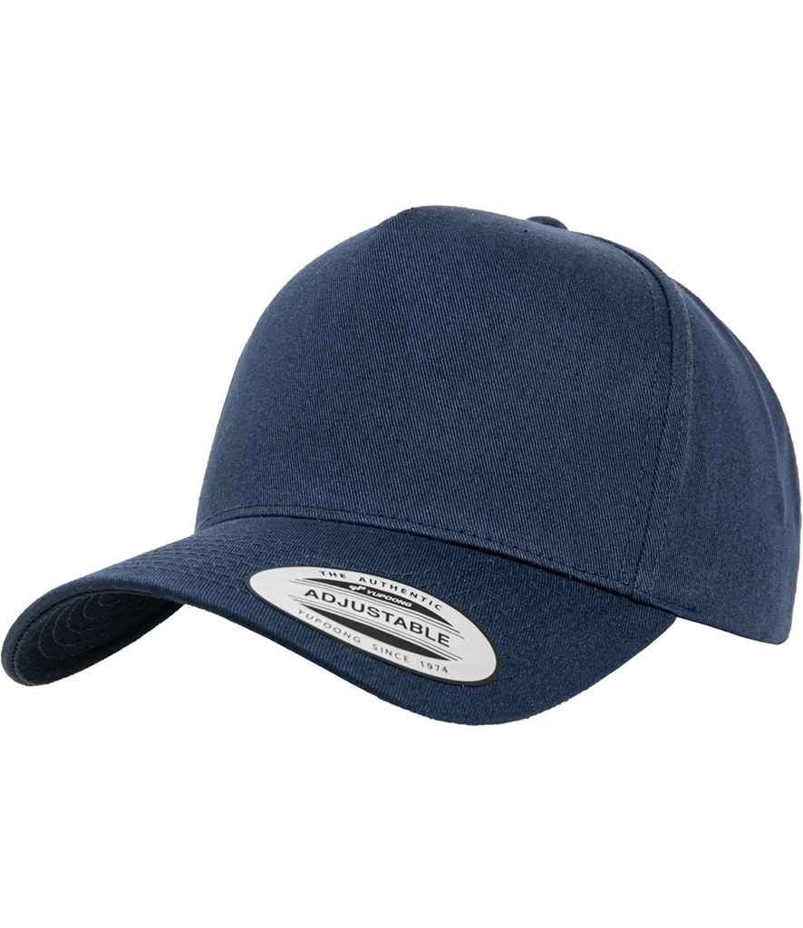 Flexfit 5 Panel Curved Classic Snapback Cap in Navy