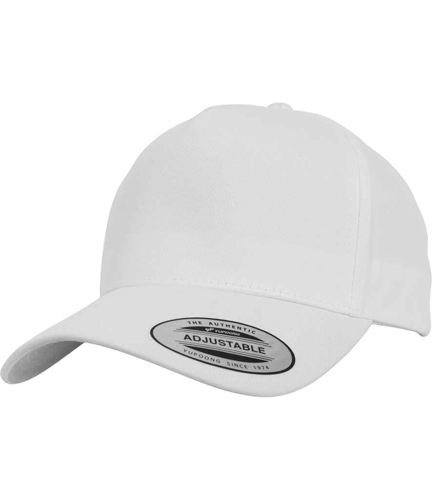 Flexfit 5 Panel Curved Classic Snapback Cap in White