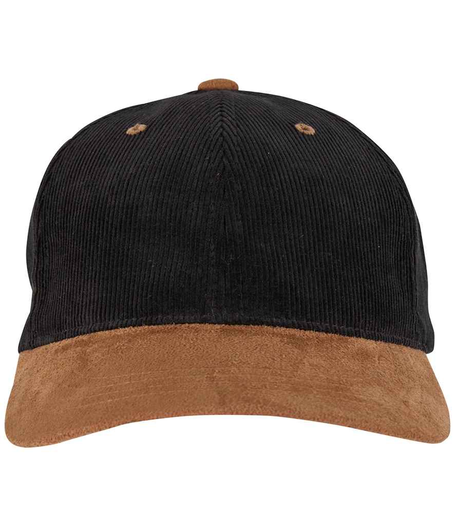 Flexfit Corduroy Suade Cap in Black/Caramel