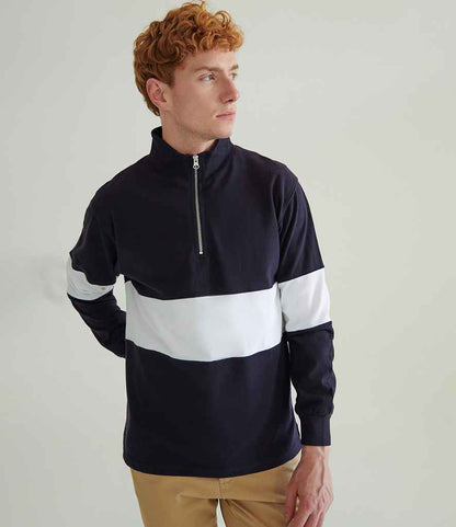 Front Row Panelled 1/4 Zip Neck Top - model image