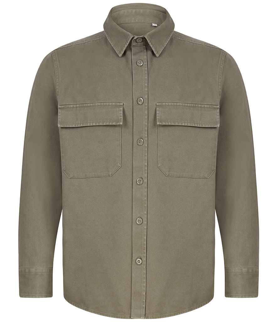 Front Row Drill Overshirt in Khaki