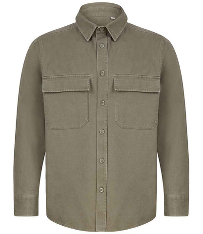 Front Row Drill Overshirt in Khaki