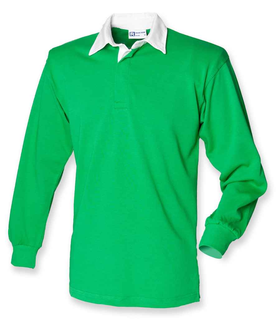 Front Row Classic Rugby Shirt in Bright Green/White