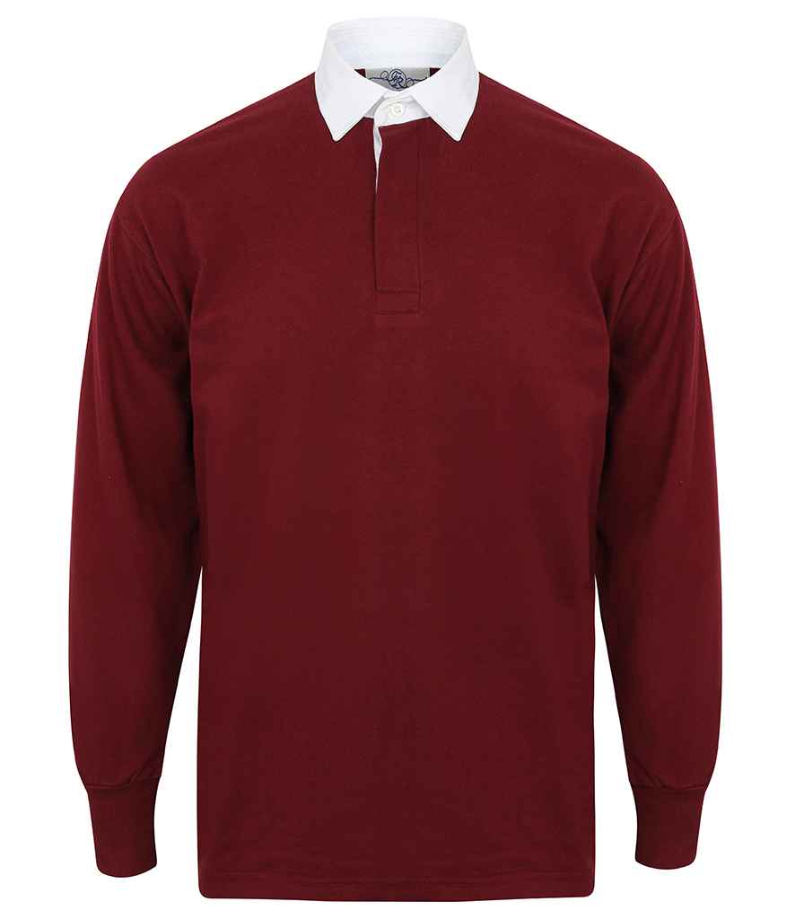 Front Row Classic Rugby Shirt in Deep Burgundy/White