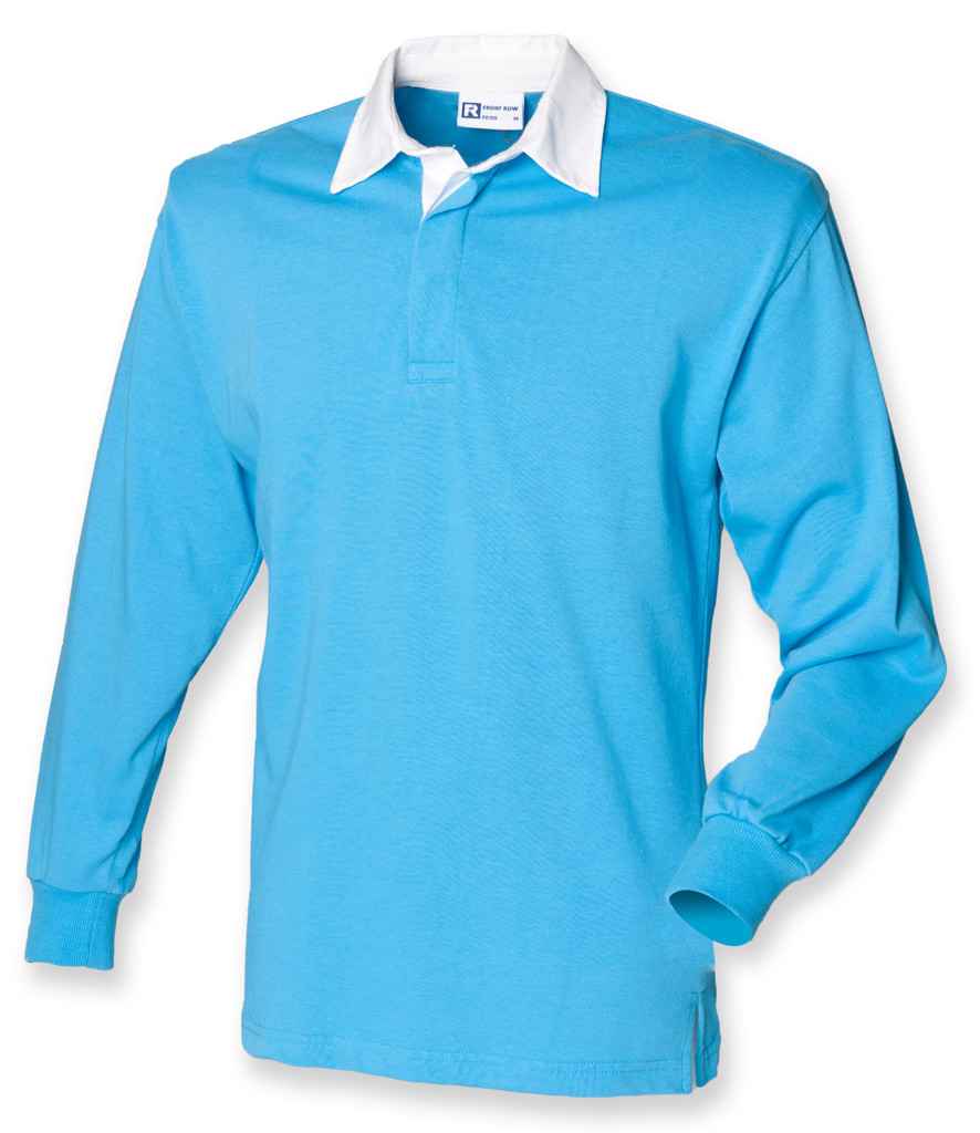 Front Row Classic Rugby Shirt in Surf Blue/White