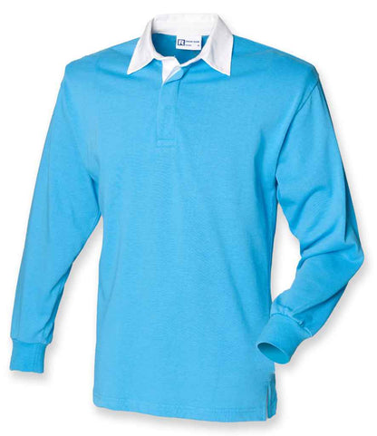 Front Row Classic Rugby Shirt in Surf Blue/White