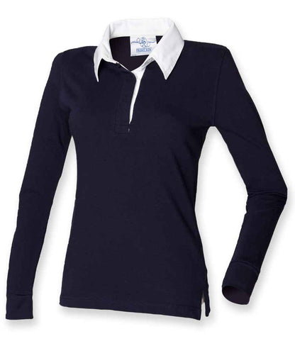 Front Row Ladies Classic Rugby Shirt in Navy/White