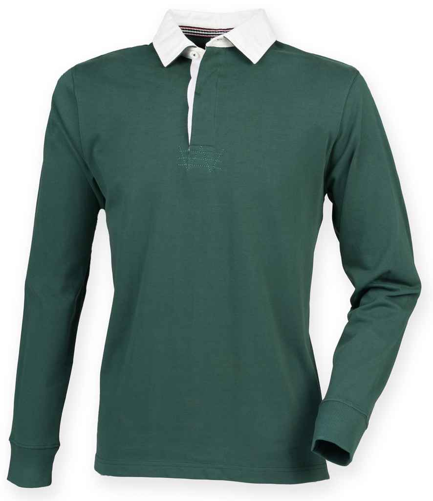 Front Row Premium Superfit Rugby Shirt in Bottle Green