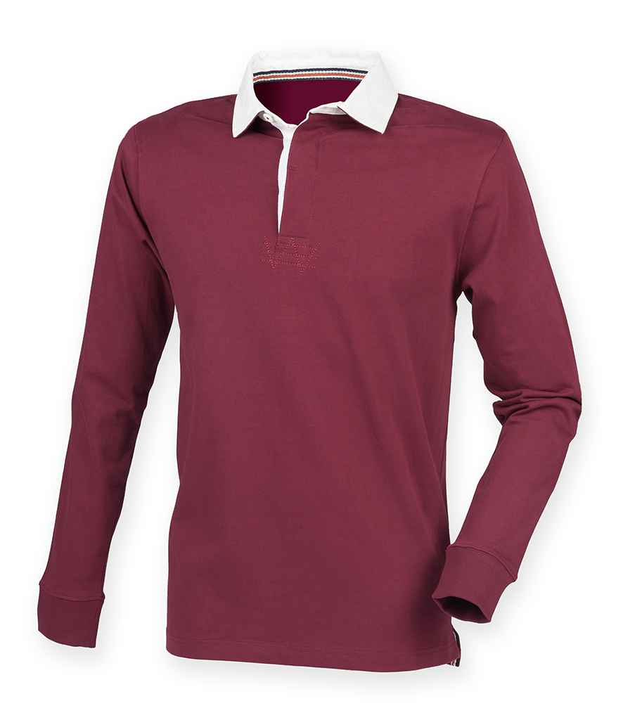 Front Row Premium Superfit Rugby Shirt in Deep Burgundy