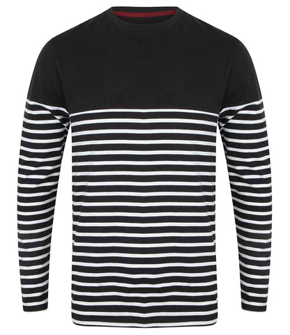Front Row Unisex Long Sleeve Breton Striped T-Shirt in Navy/White