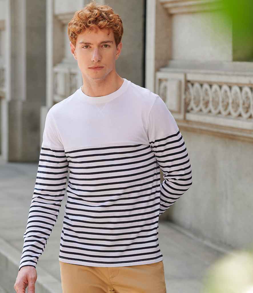 Front Row Unisex Long Sleeve Breton Striped T-Shirt - White/Navy