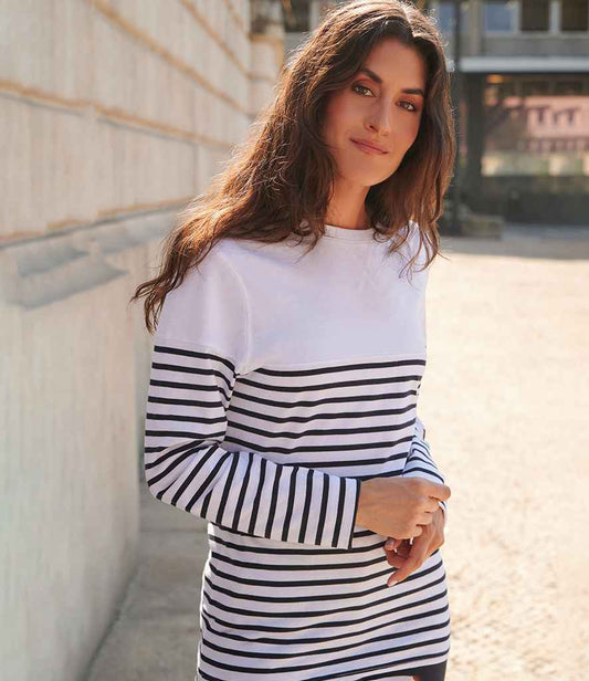 Front Row Unisex Long Sleeve Breton Striped T-Shirt - model image