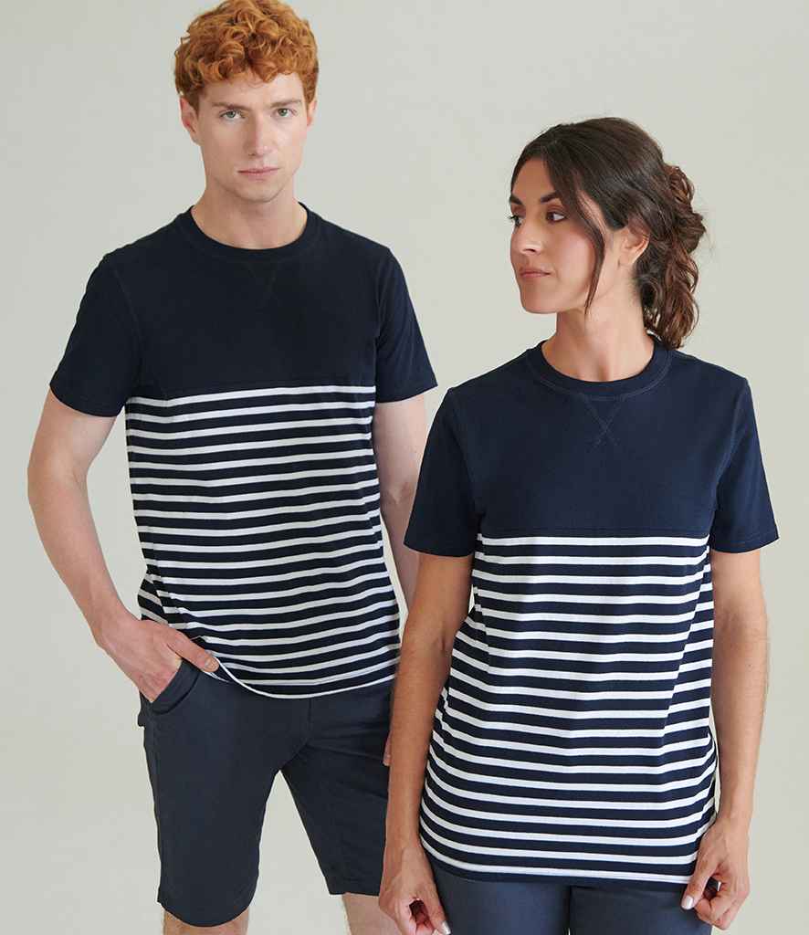 Front Row Unisex Breton Striped T-Shirt - Navy/White