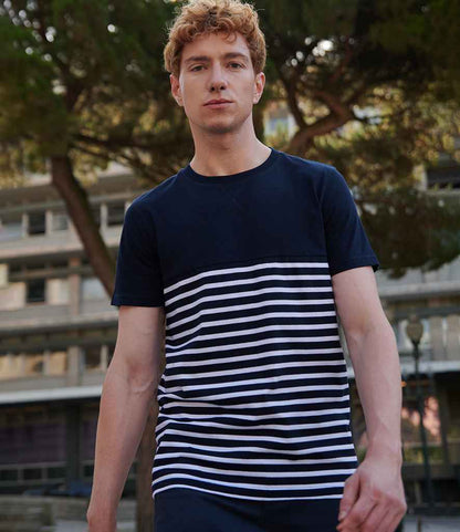 Front Row Unisex Breton Striped T-Shirt - model image