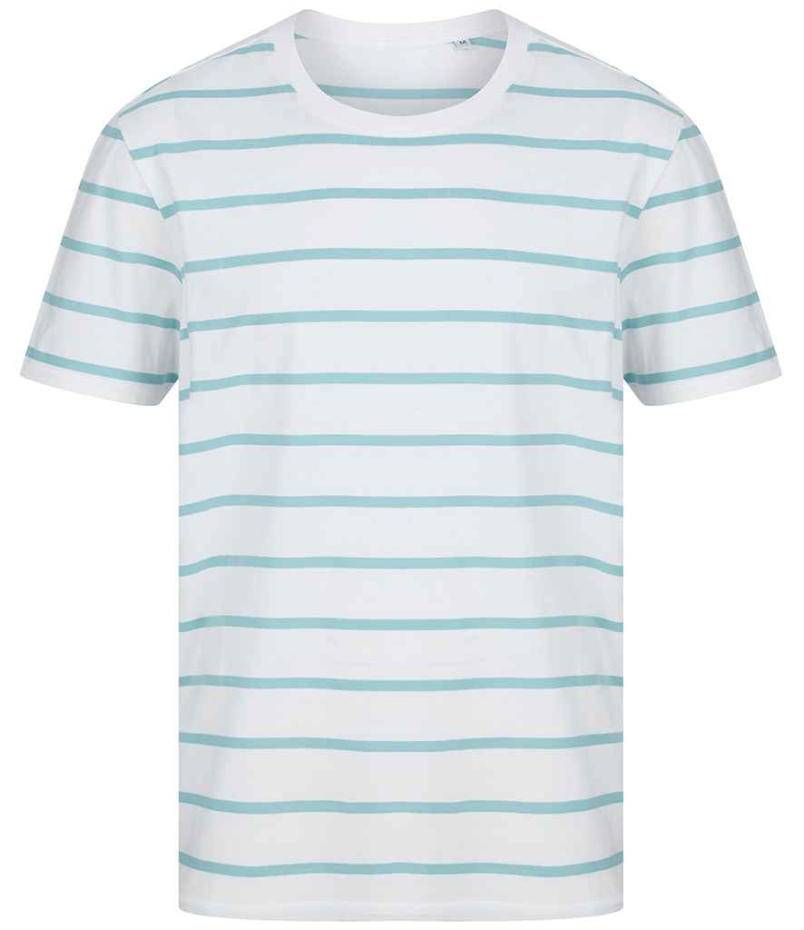 Front Row Striped T-Shirt in White/Duck Egg