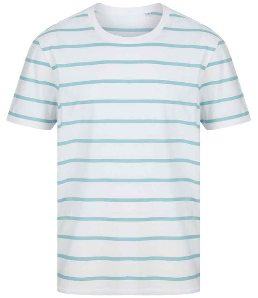Front Row Striped T-Shirt in White/Duck Egg