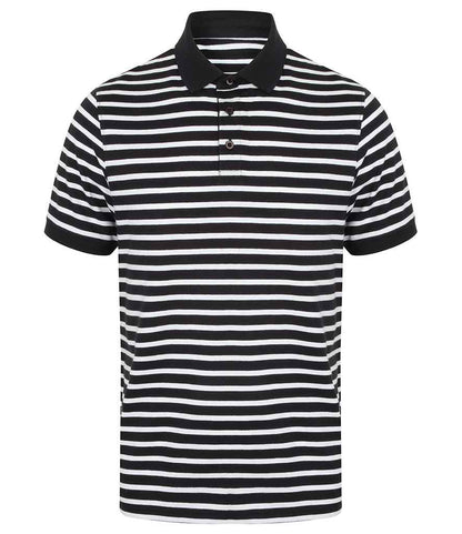 Front Row Striped Jersey Polo Shirt in Navy/White