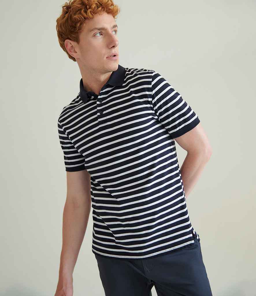 Front Row Striped Jersey Polo Shirt - model image