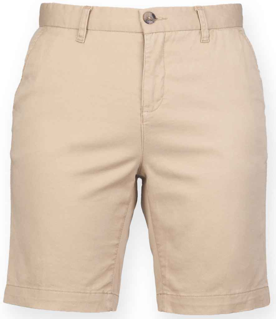 Front Row Ladies Stretch Chino Shorts in Stone