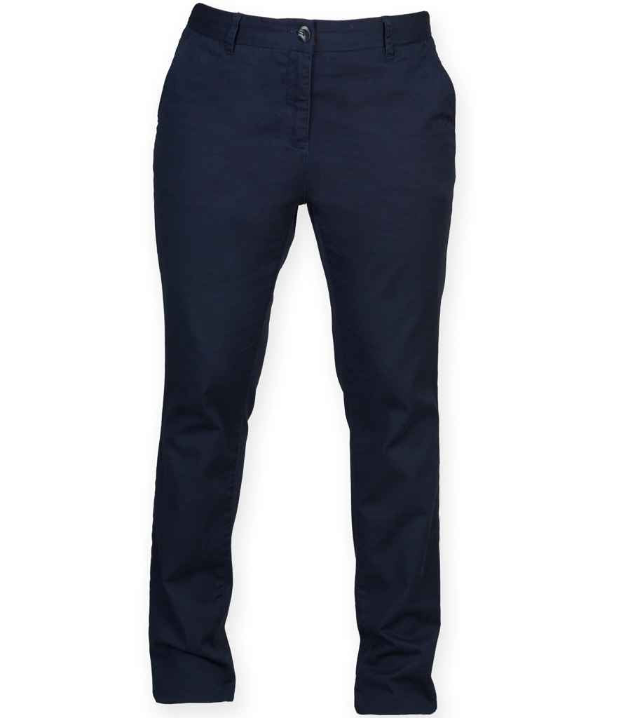 Front Row Ladies Stretch Chino Trousers in Navy