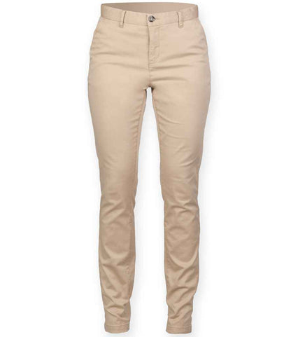 Front Row Ladies Stretch Chino Trousers in Stone