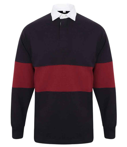 Front Row Panelled Rugby Shirt in Navy/Burgundy
