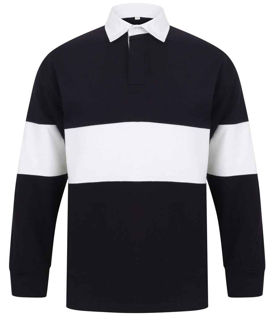 Front Row Panelled Rugby Shirt in Navy/White