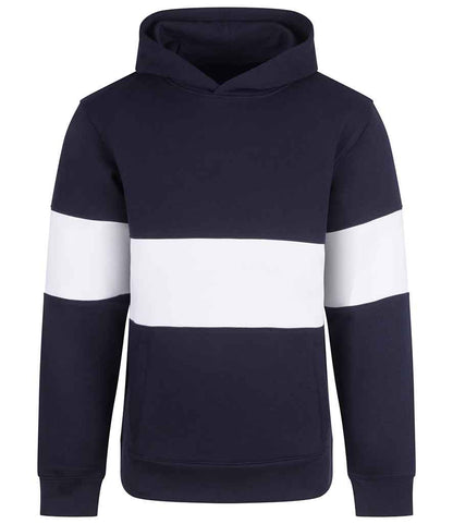 Front Row Heavyweight Panelled Hoodie in Navy/White