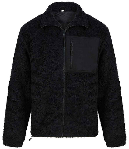 Front Row Recycled Sherpa Fleece Jacket in Black
