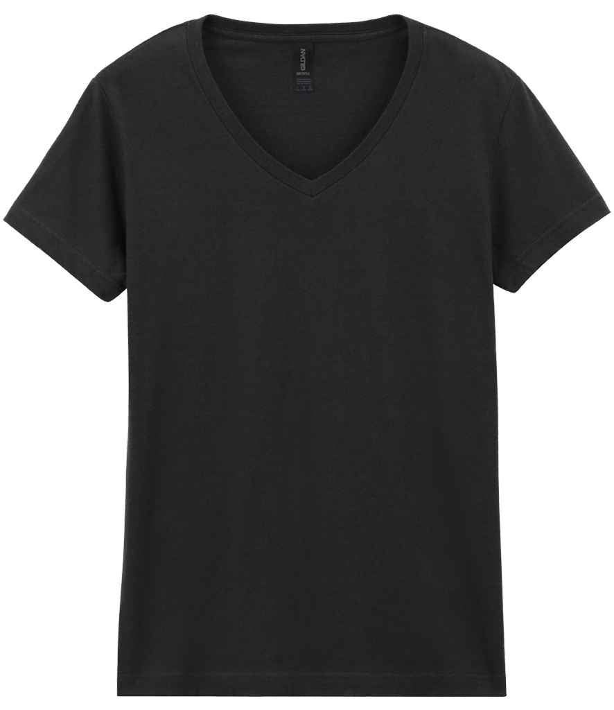 Gildan Ladies SoftStyle® V Neck T-Shirt in Black