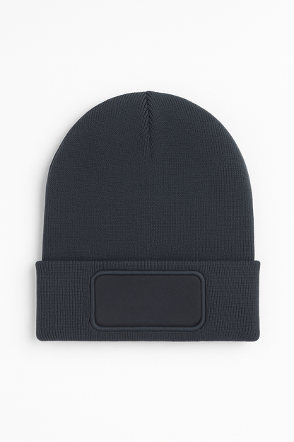 Uneek Rectangular Patch Beanie Graphite Grey