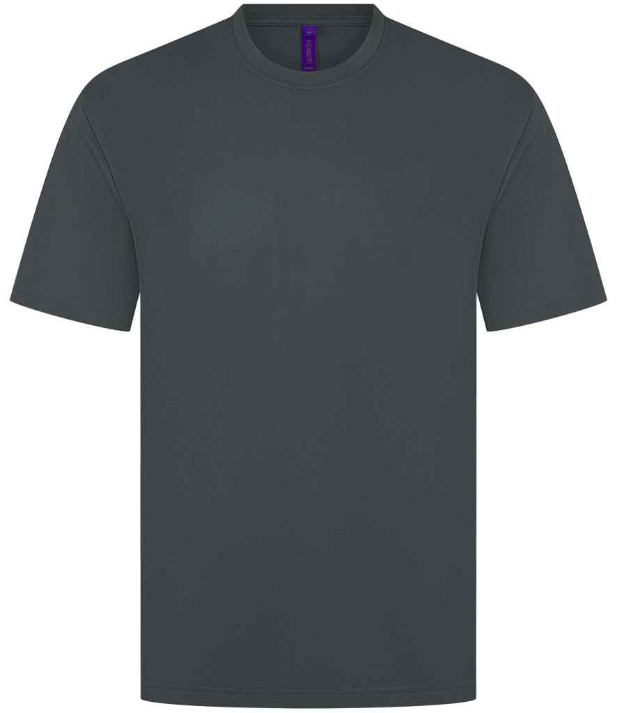 Henbury Unisex Coolplus® Wicking Piqué T-Shirt in Charcoal
