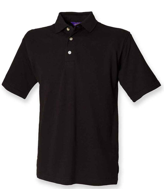 Henbury Classic Heavy Cotton Piqué Polo Shirt - Black