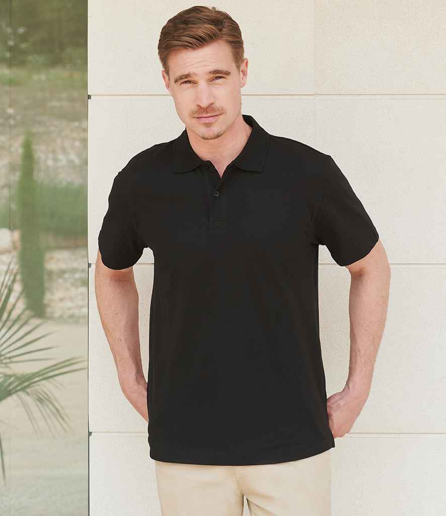 Henbury Henbury Unisex Stretch Cotton Piqué Polo Shirt Black