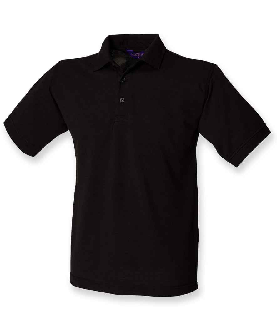 Henbury Heavy Poly/Cotton Piqué Polo Shirt in Black