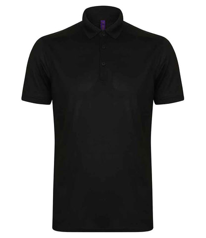 Henbury Henbury Slim Fit Stretch Microfine Piqué Polo Shirt Black