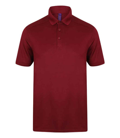 Henbury Henbury Slim Fit Stretch Microfine Piqué Polo Shirt Burgundy