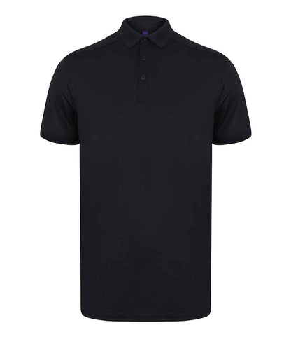 Henbury Slim Fit Stretch Microfine Piqué Polo Shirt in Navy