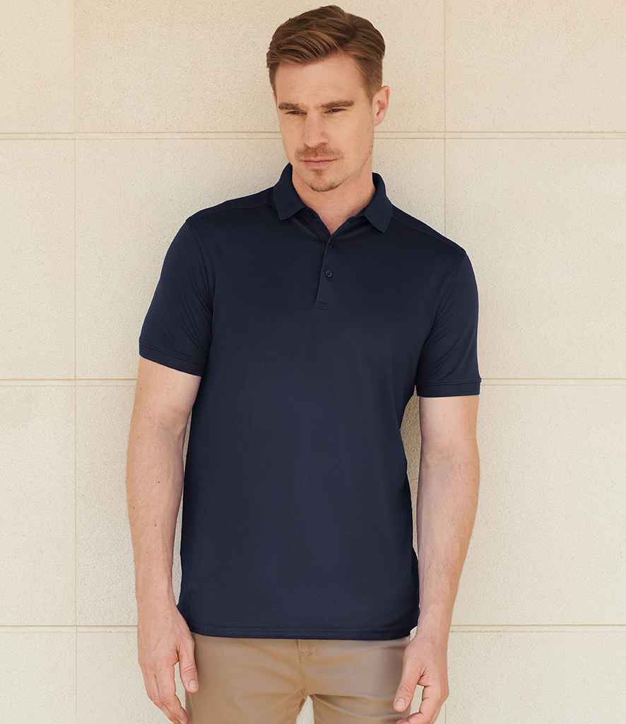 Henbury Henbury Slim Fit Stretch Microfine Piqué Polo Shirt Navy