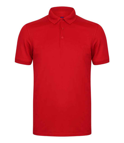 Henbury Henbury Slim Fit Stretch Microfine Piqué Polo Shirt Red